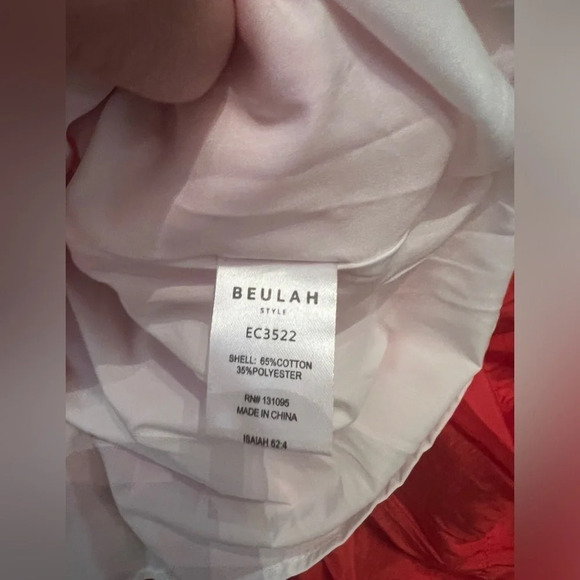 BEULAH Tiered Summer Dress Pink Orange Collar - Picture 5 of 5